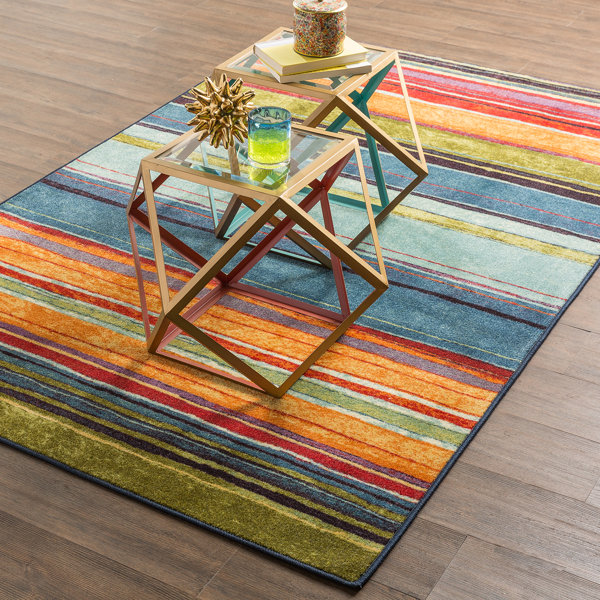 Bartlett Striped Tufted Blue/Orange/Green Area Rug & Reviews Birch Lane